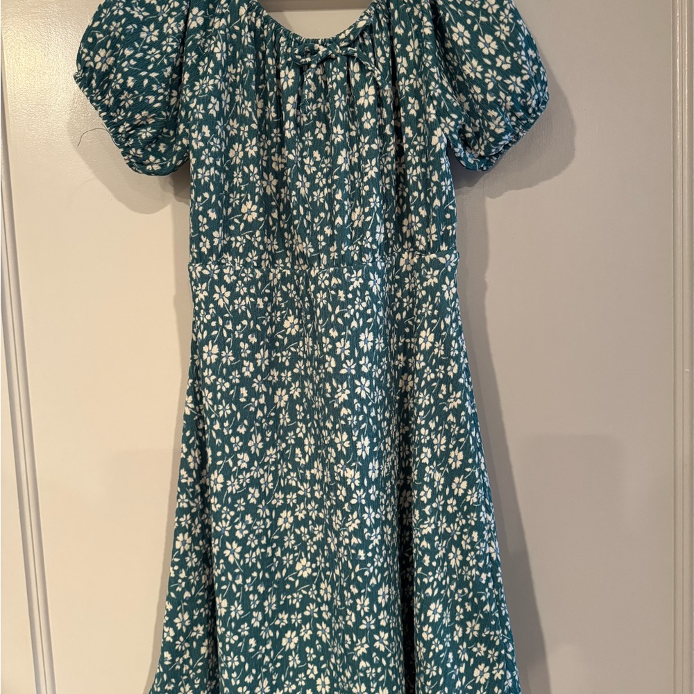 Zara Teal Floral Kids Dress